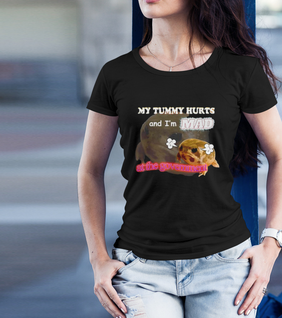 My Tummy Hurts And I'm MAD At The Government Frog Meme T-Shirt
