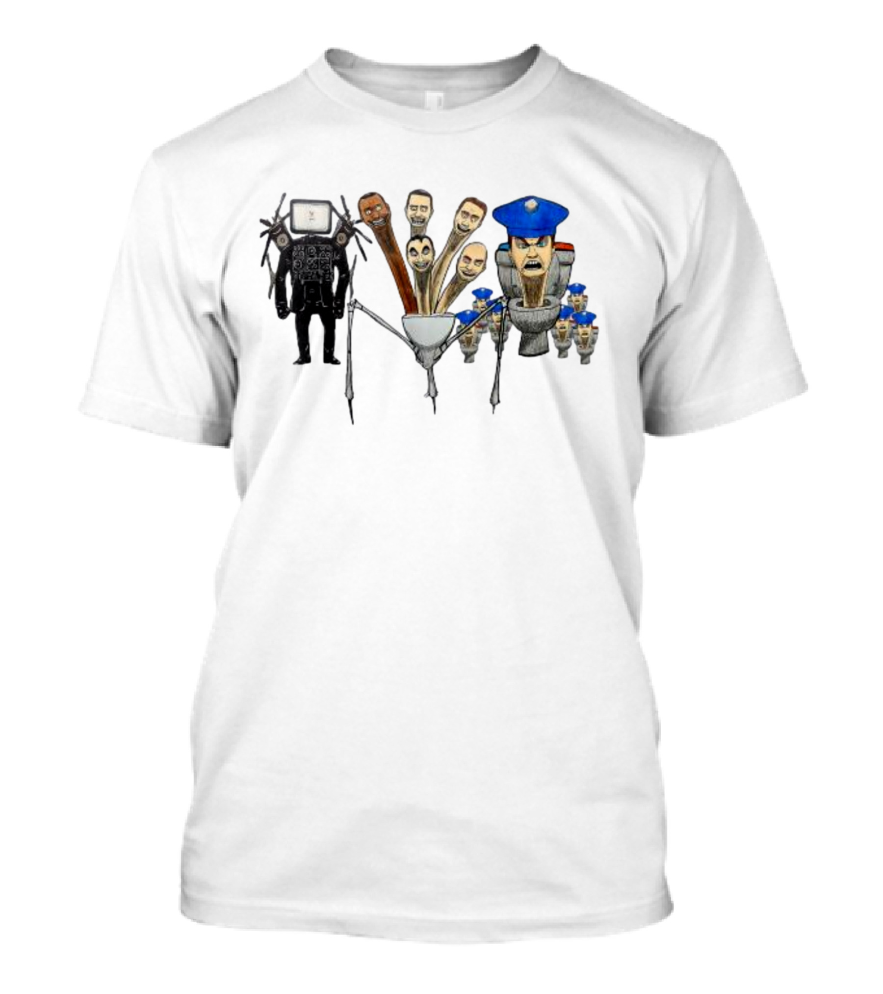 Skibidi Toilet Meme Character Mashup Extravaganza T-Shirt