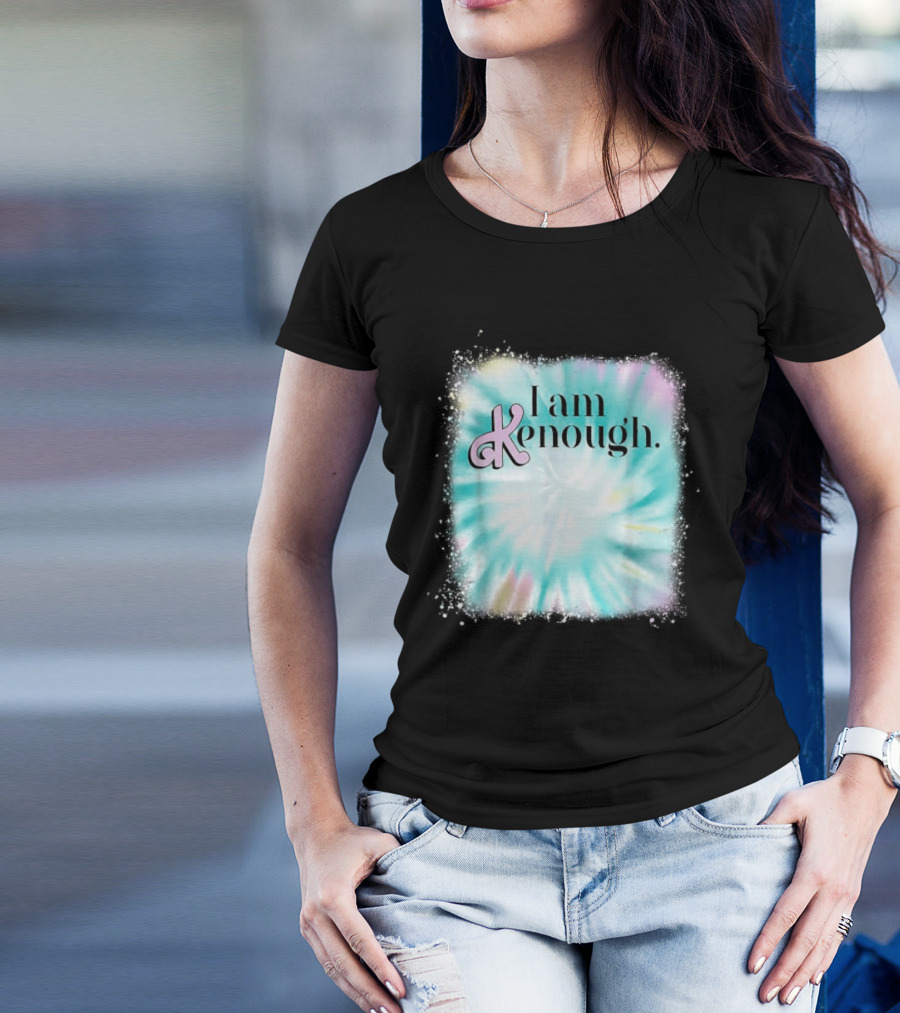 Pinky Ken I Am Ken Enough Tie-Dye Spiral Text T-Shirt