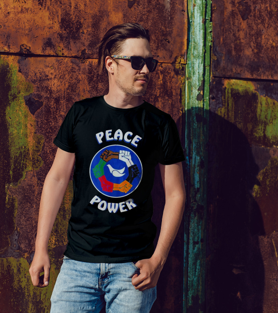 Peace Power Unity Fists Circle Dove Chocolate Skateboards T-Shirt