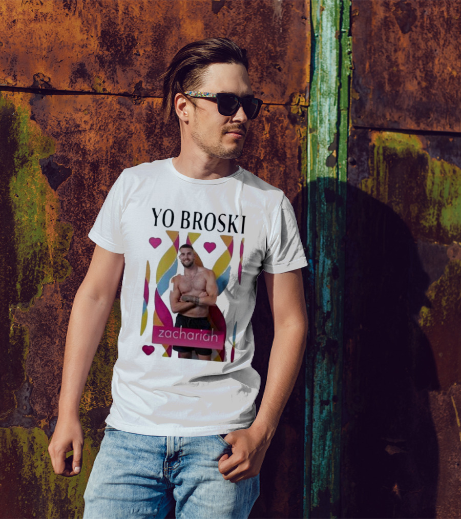 Yo Broski Zachariah Colorful Abstract Hearts T-Shirt