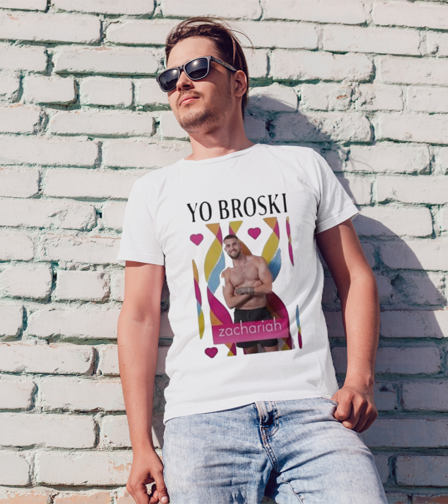 Yo Broski Zachariah Colorful Abstract Hearts T-Shirt