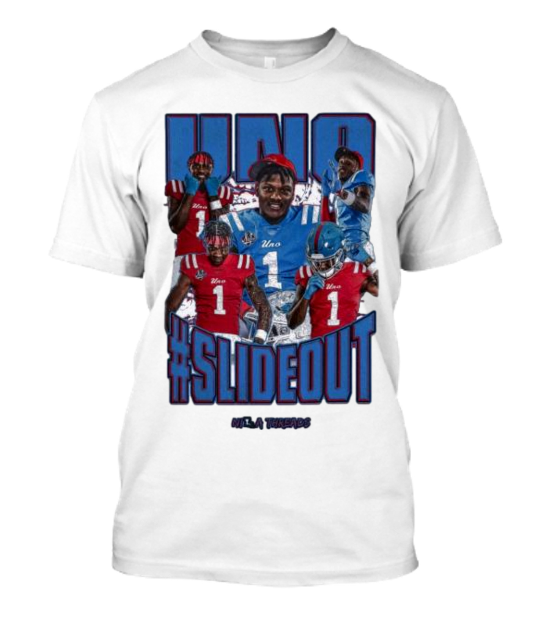 UNO Williams #Slideout Football Tribute In Red And Blue T-Shirt