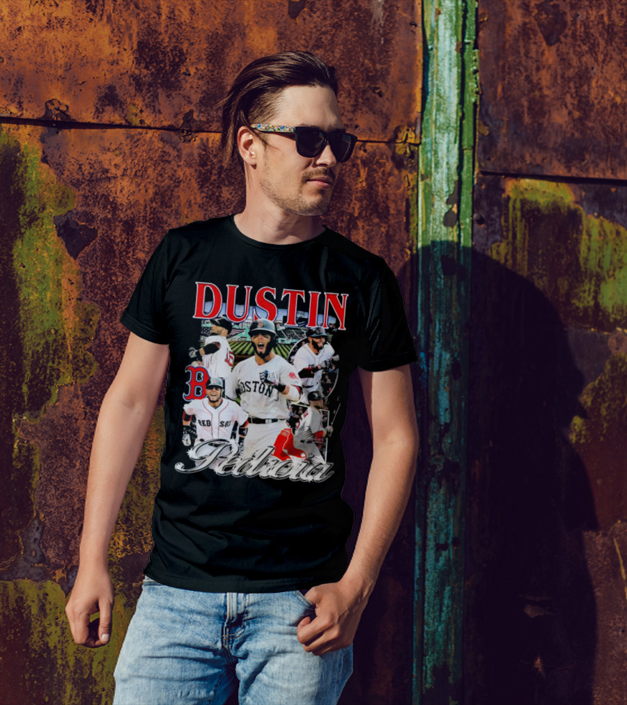 Dustin Pedroia Boston Red Sox Baseball Action Montage T-Shirt