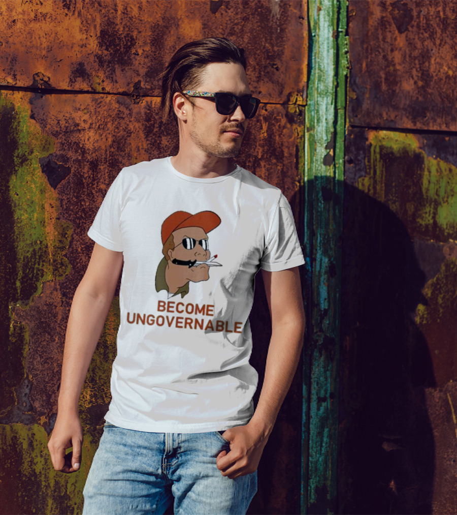 Become Ungovernable Rusty Shackleford Smoking Character With Sunglasses And Orange Hat T-Shirt