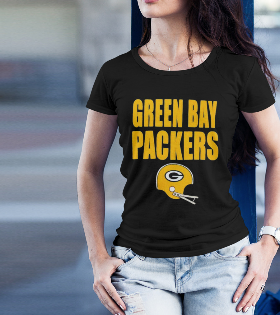 Green Bay Packers Helmet Logo And Text Football Fan Gear T-Shirt