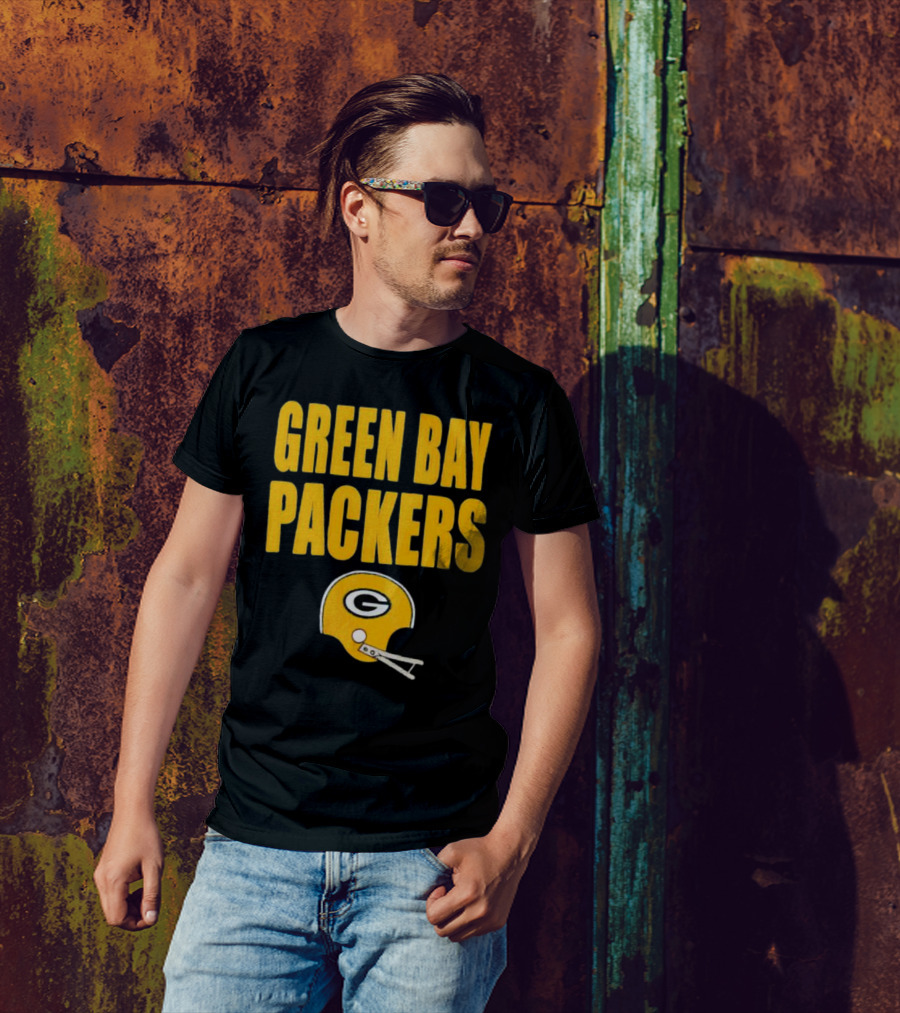 Green Bay Packers Helmet Logo And Text Football Fan Gear T-Shirt