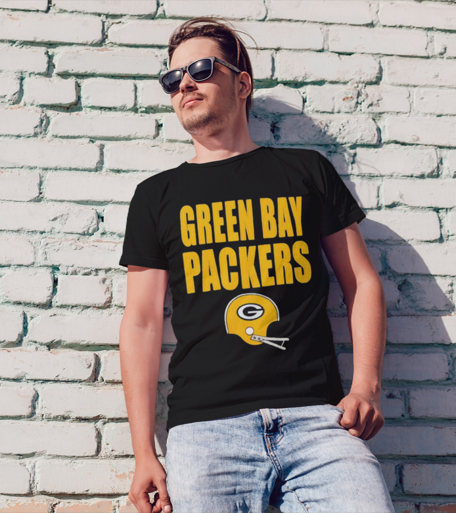 Green Bay Packers Helmet Logo And Text Football Fan Gear T-Shirt