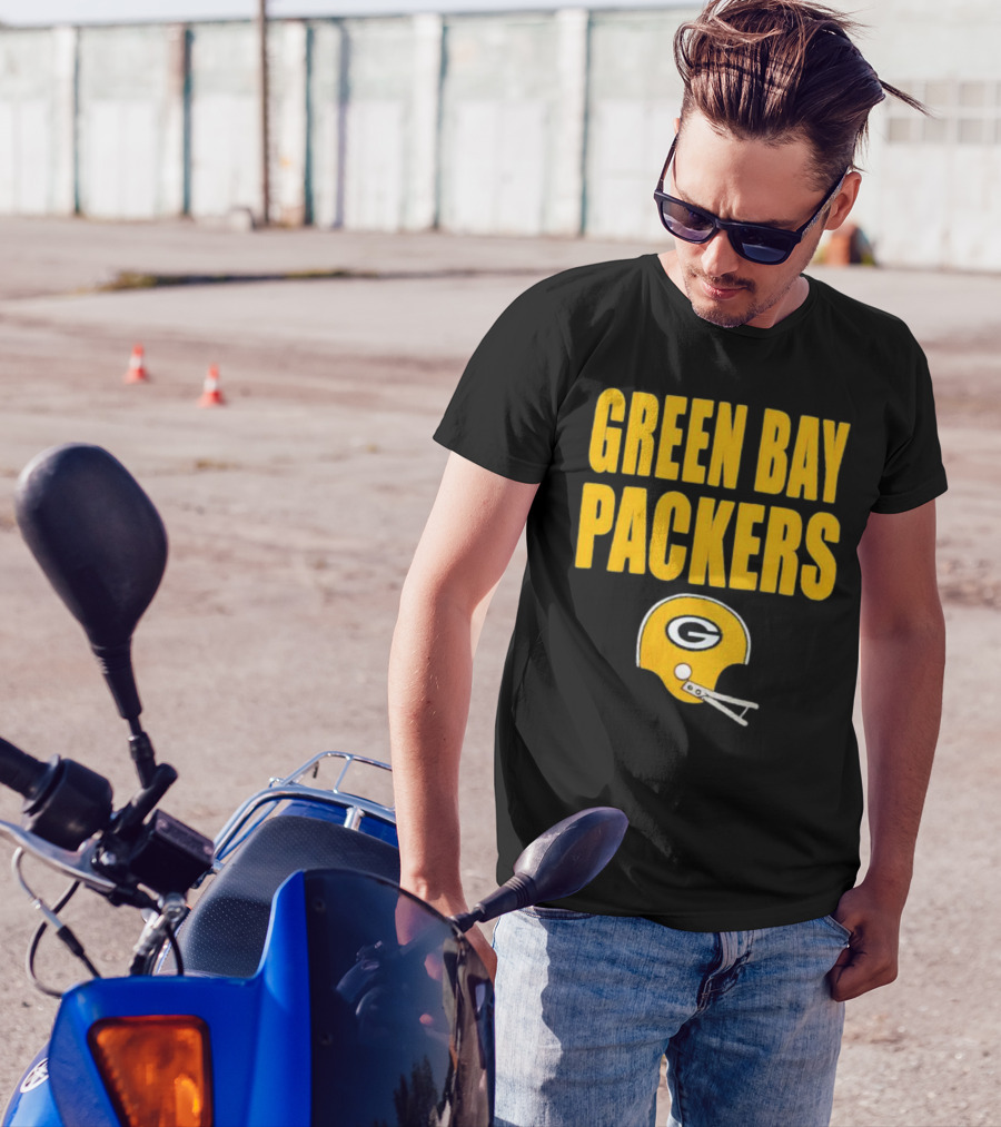 Green Bay Packers Helmet Logo And Text Football Fan Gear T-Shirt