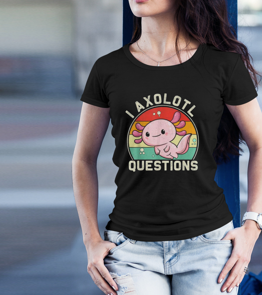 Vintage I Axolotl Questions Retro Rainbow Cute Axolotl T-Shirt