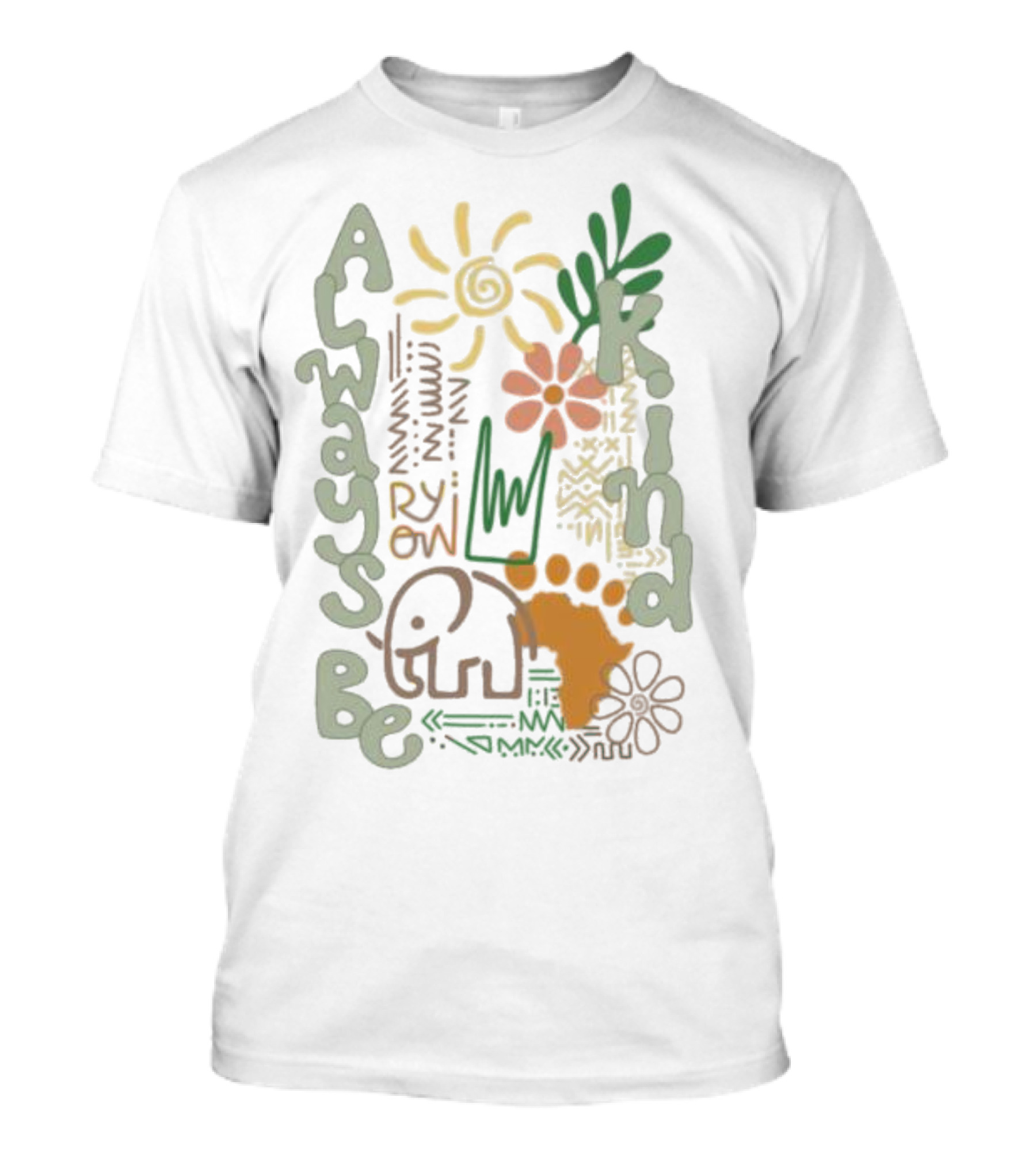 Always Be Kind Elephant Footprint Sun And Flowers T-Shirt