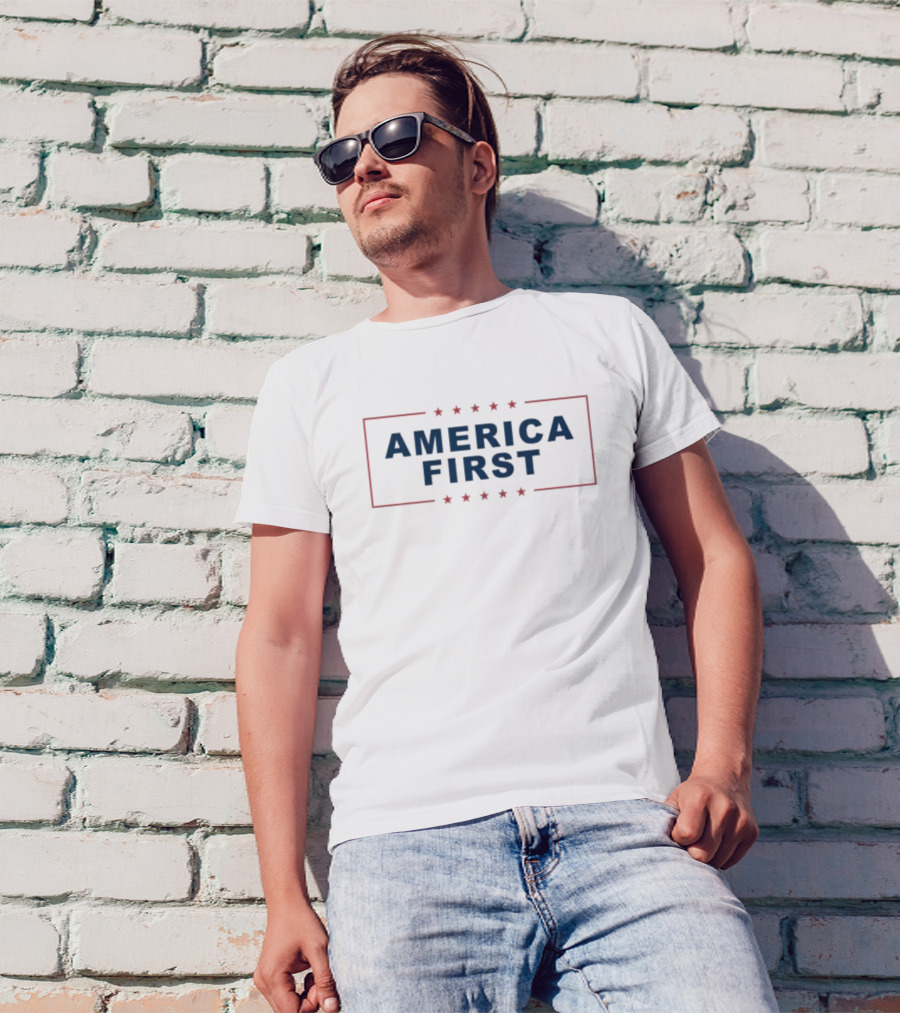 America First Patriotic Stars Red Blue T-Shirt