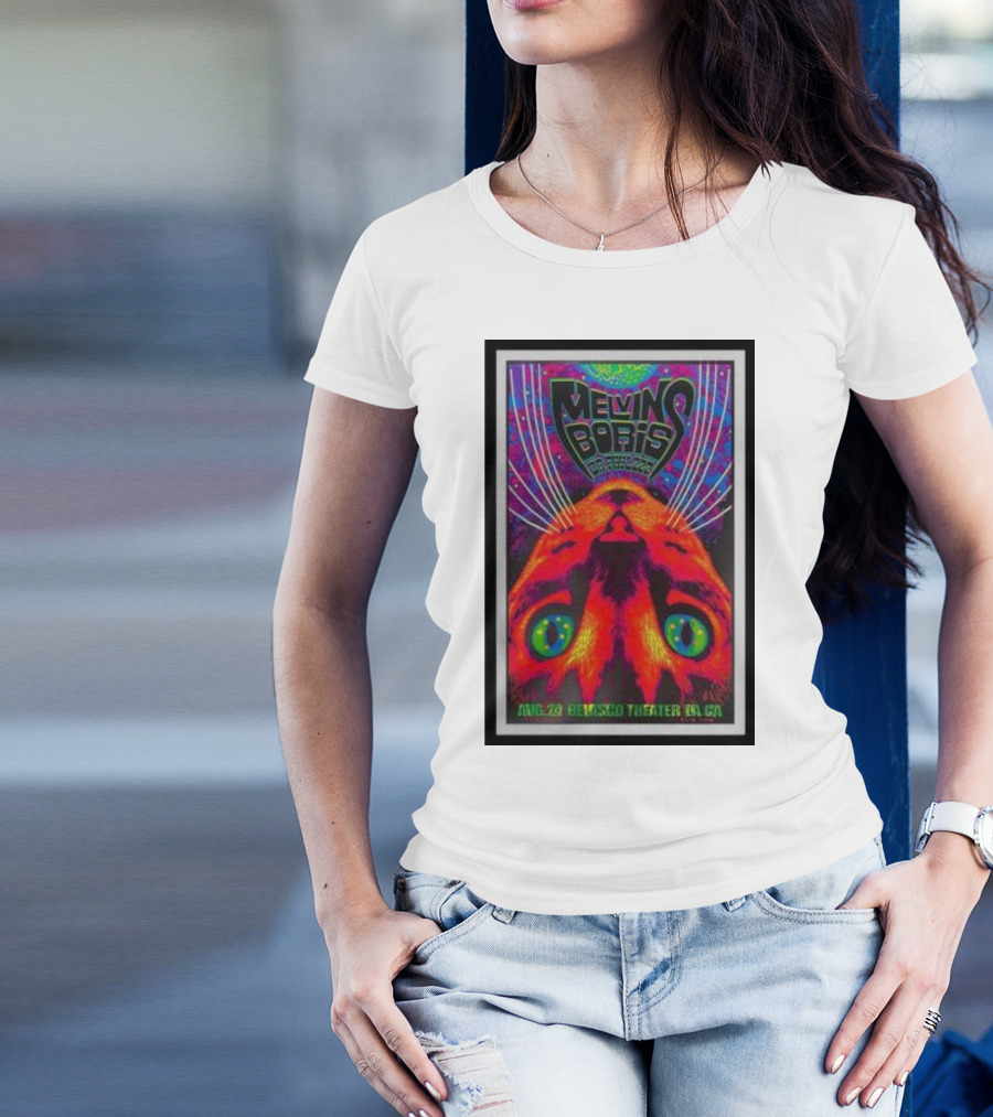 Melvins Boris Dr. Feelgood Aug 29 Belasco Theater LA CA Psychedelic Cat T-Shirt