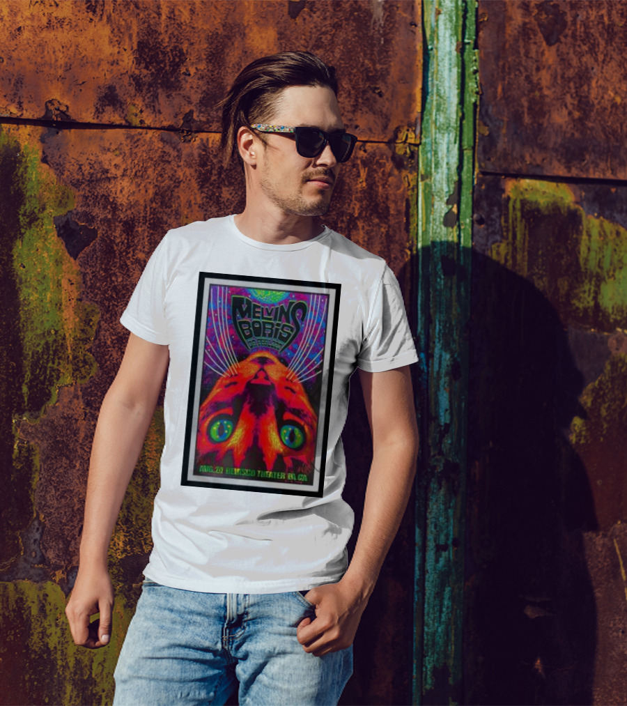 Melvins Boris Dr. Feelgood Aug 29 Belasco Theater LA CA Psychedelic Cat T-Shirt