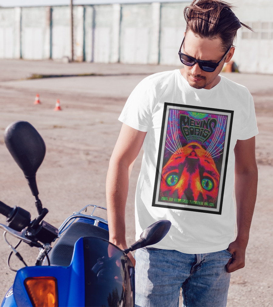 Melvins Boris Dr. Feelgood Aug 29 Belasco Theater LA CA Psychedelic Cat T-Shirt