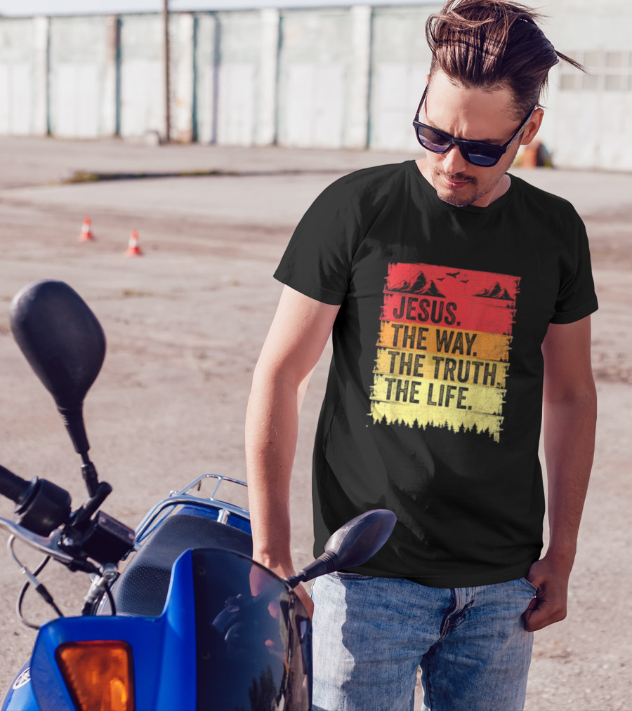 Jesus The Way The Truth The Life Christian Mountains Forest T-Shirt