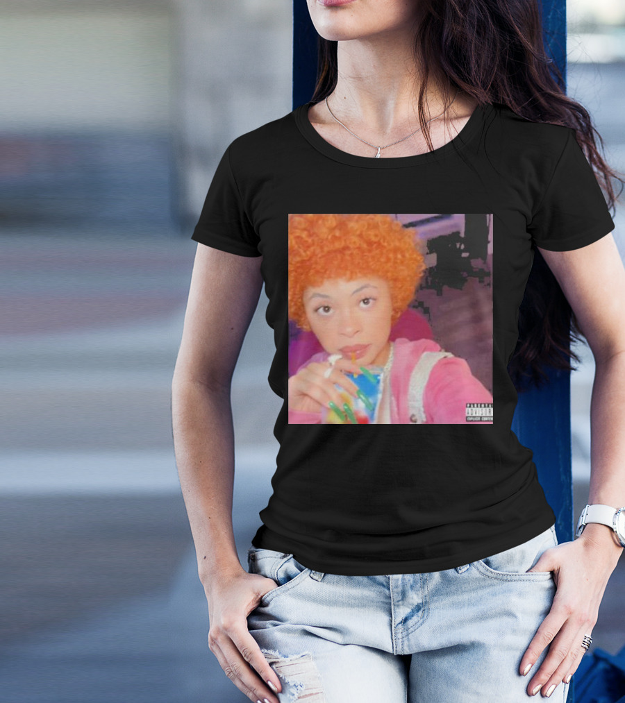 Ice Spice Drinking Colorful Beverage Parental Advisory T-Shirt