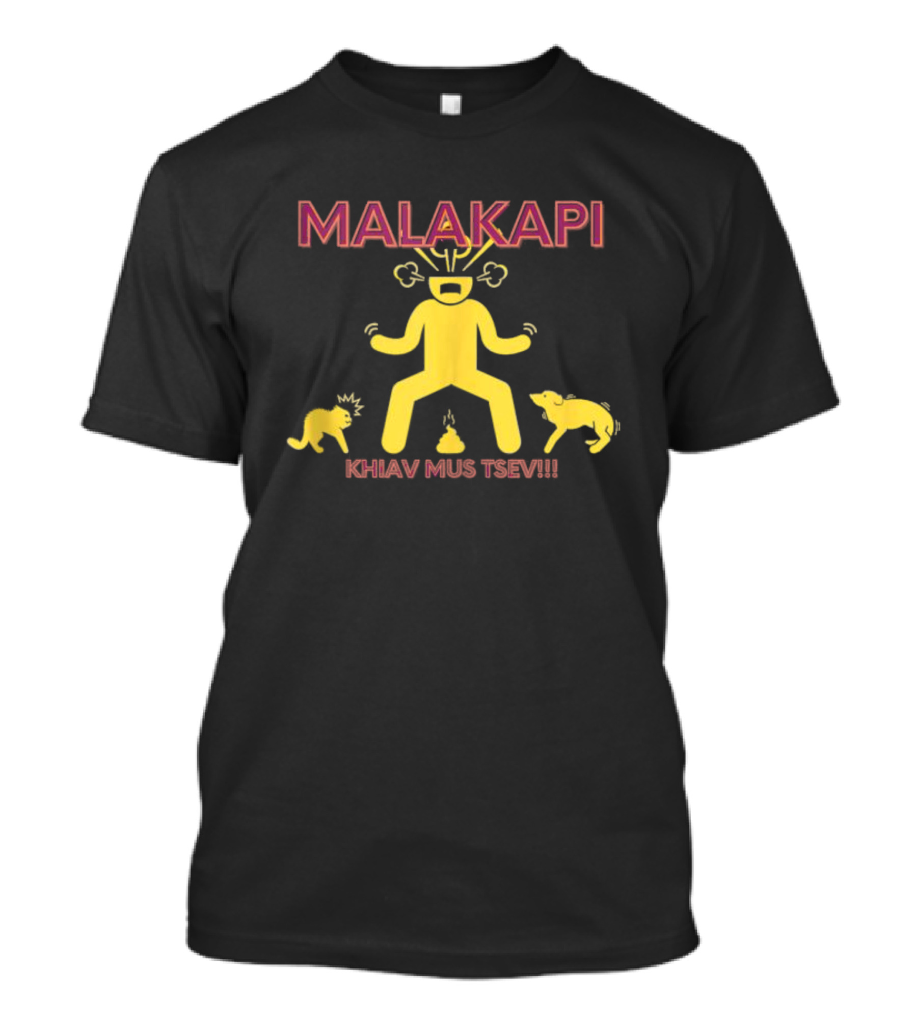 MALAKAPI Khiav Mus Tsev Funny Angry Figure Surrounded By Animals T-Shirt