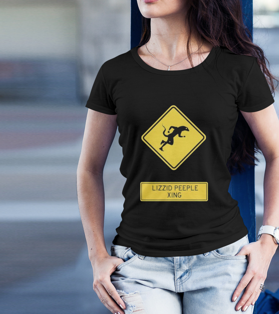 Lizzid Peeple Xing Sign Caution Black And Yellow Warning T-Shirt