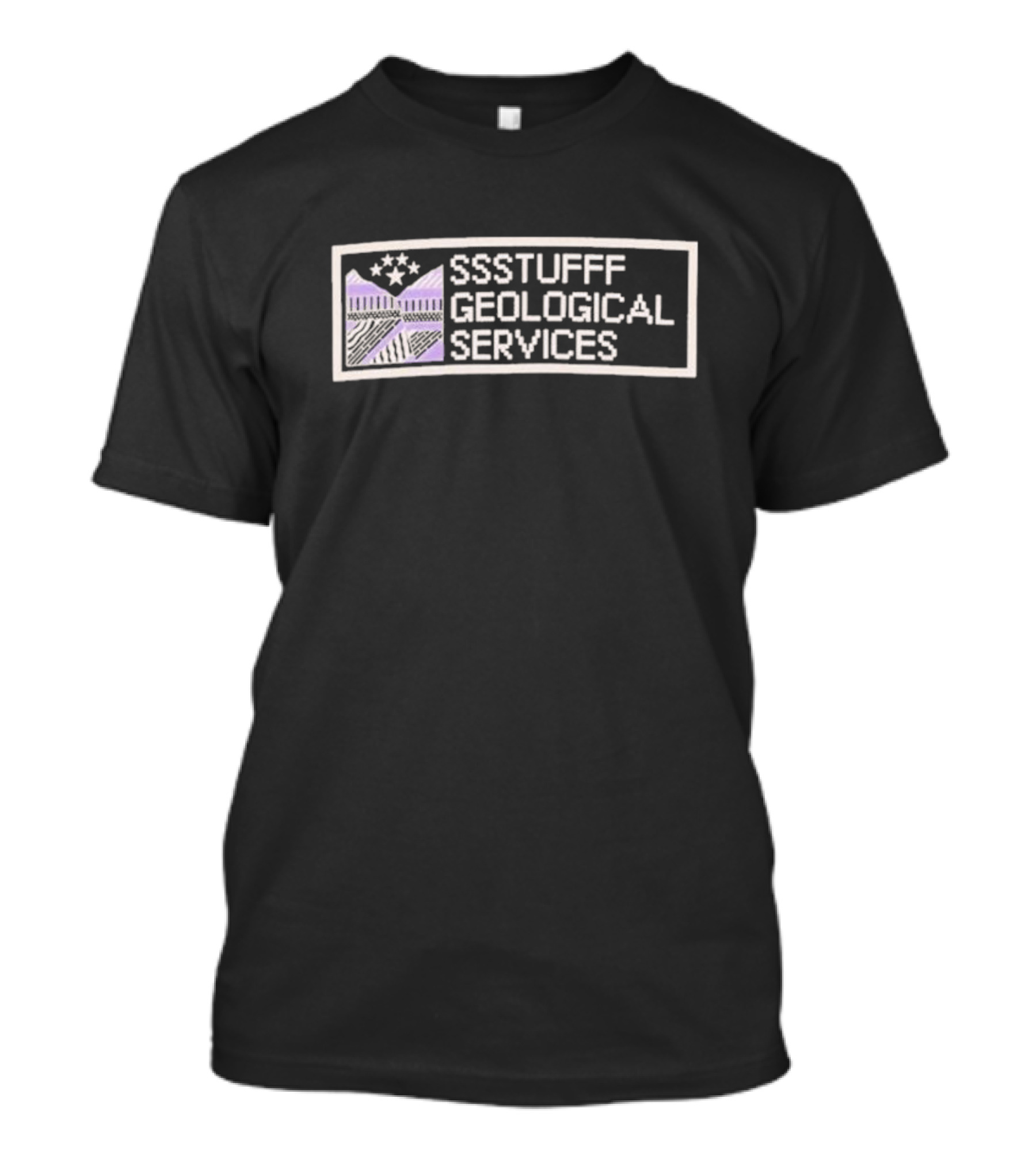 SSSTUFFF Geological Services Club Badge With Stars And Pattern Blocks T-Shirt