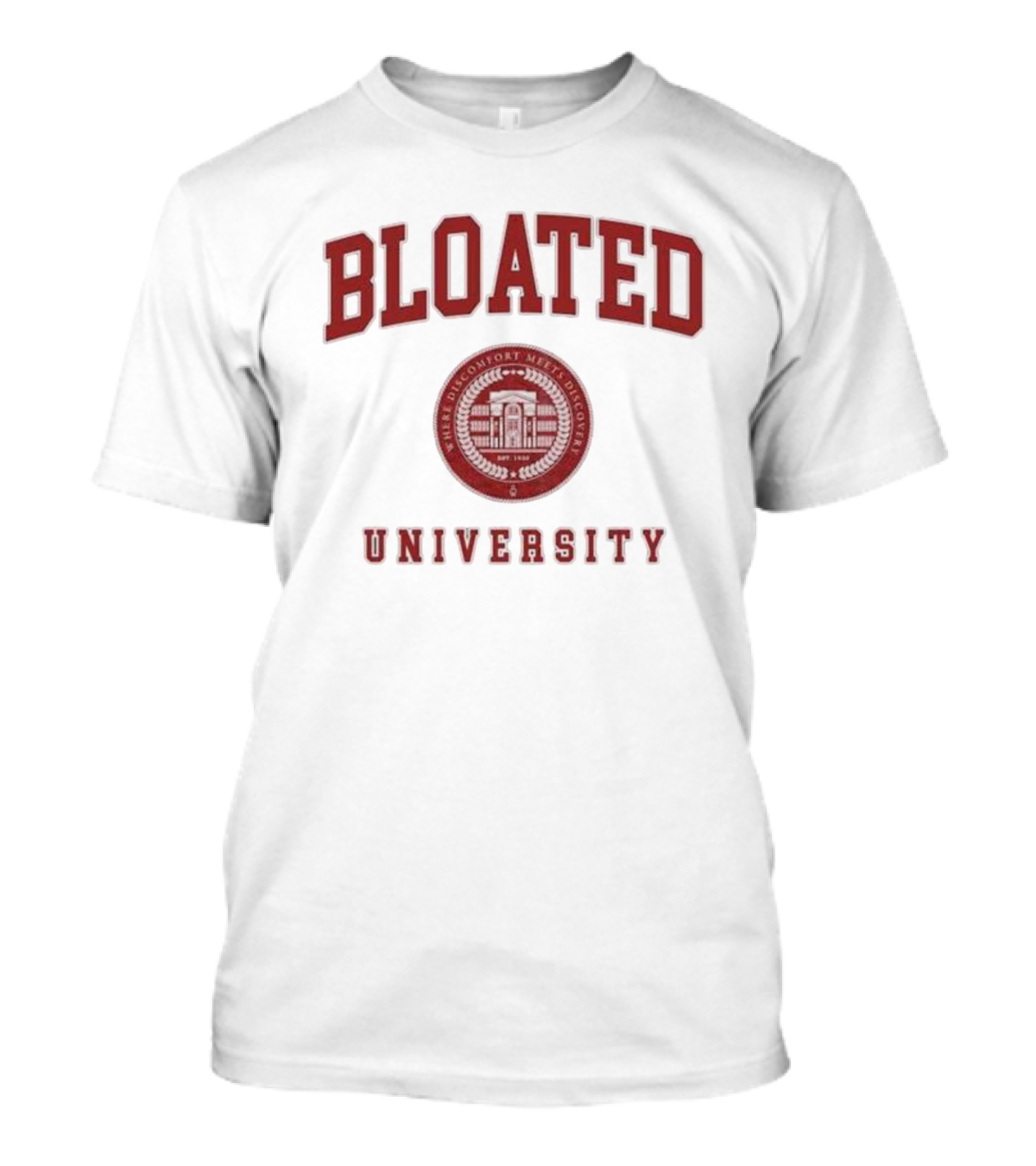 Bloated University Where Discomfort Meets Discovery Wavey Goods Co T-Shirt