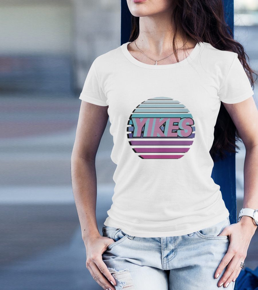 Yikes Retro Pastel Circle Stripe Aesthetic T-Shirt