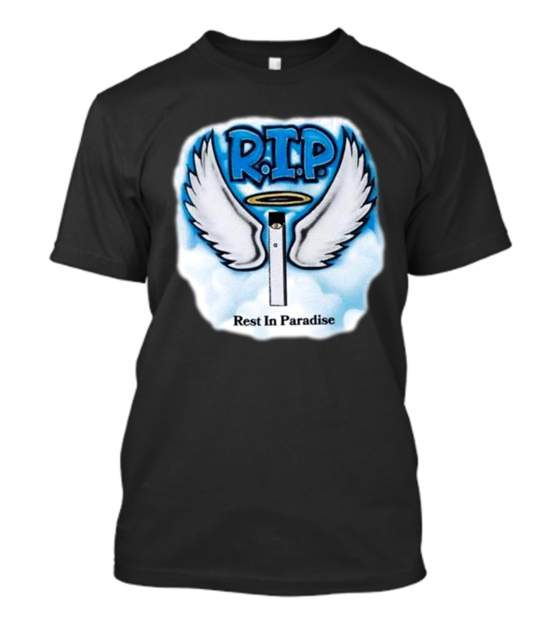 RIP Juul Rest In Paradise Angel Wings Halo Clouds T-Shirt