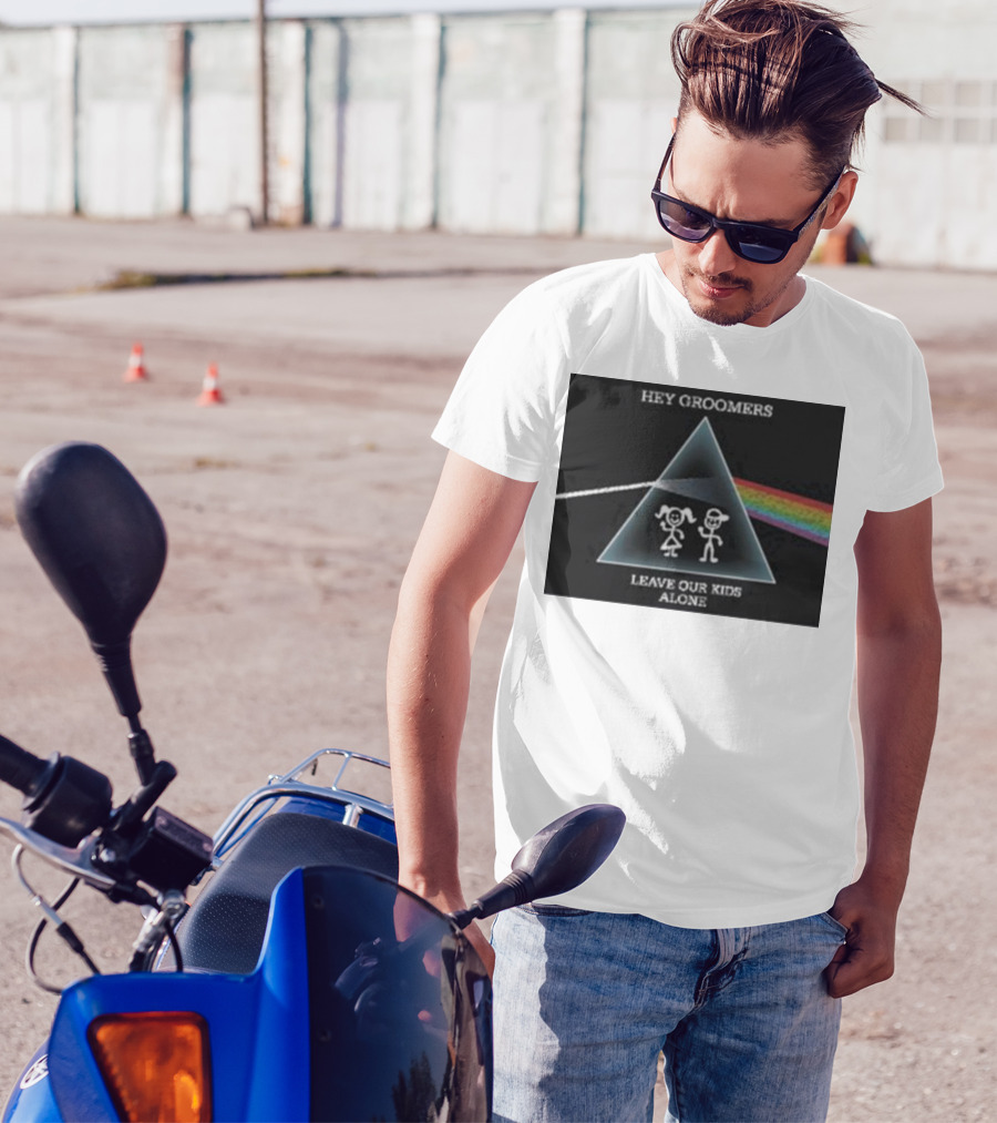 Hey Groomers Leave Our Kids Alone Anti Groomer Prism Rainbow Concept T-Shirt