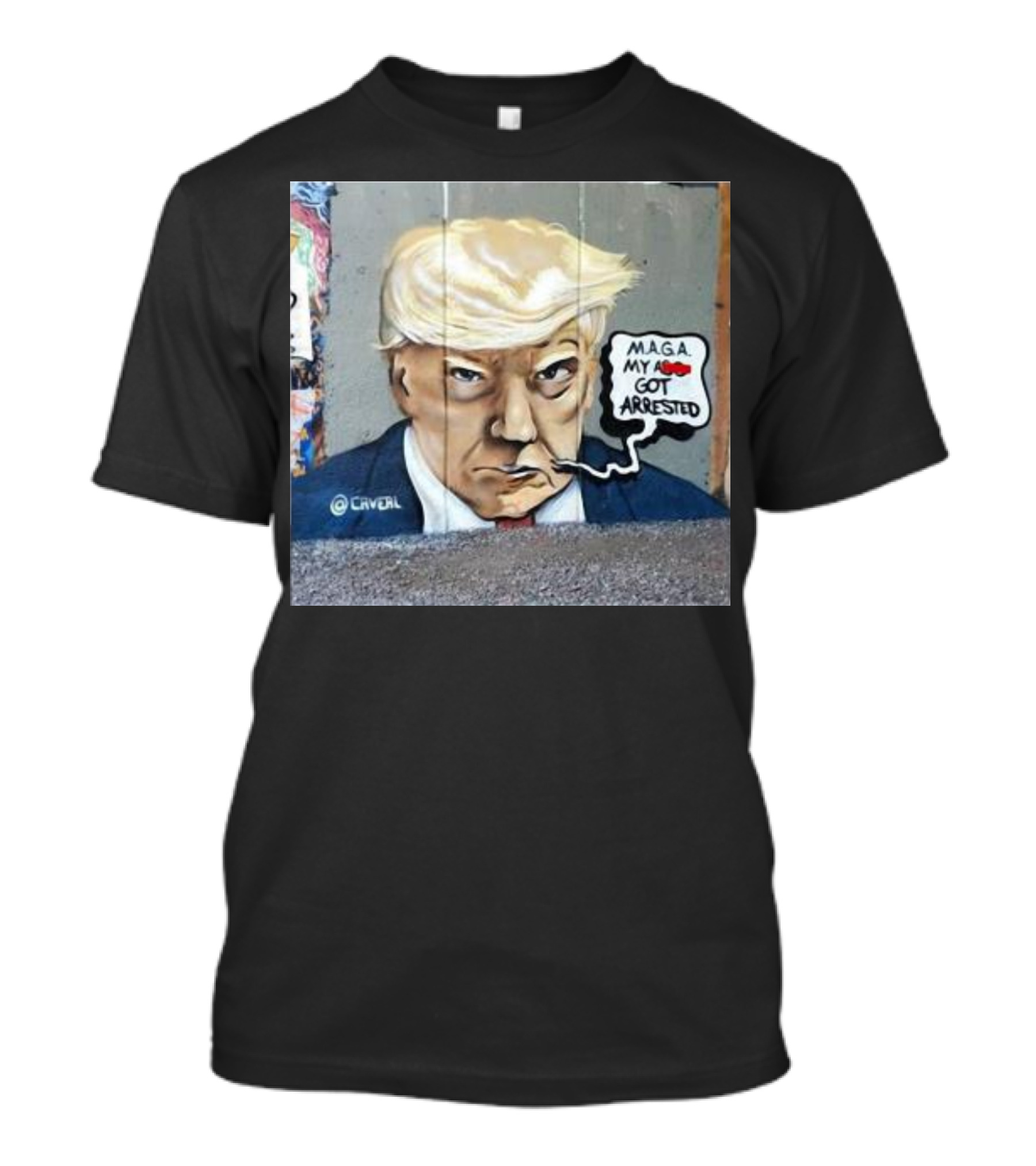 MAGA My As Got Arrested Donald Trump Graffiti Mural Image T-Shirt