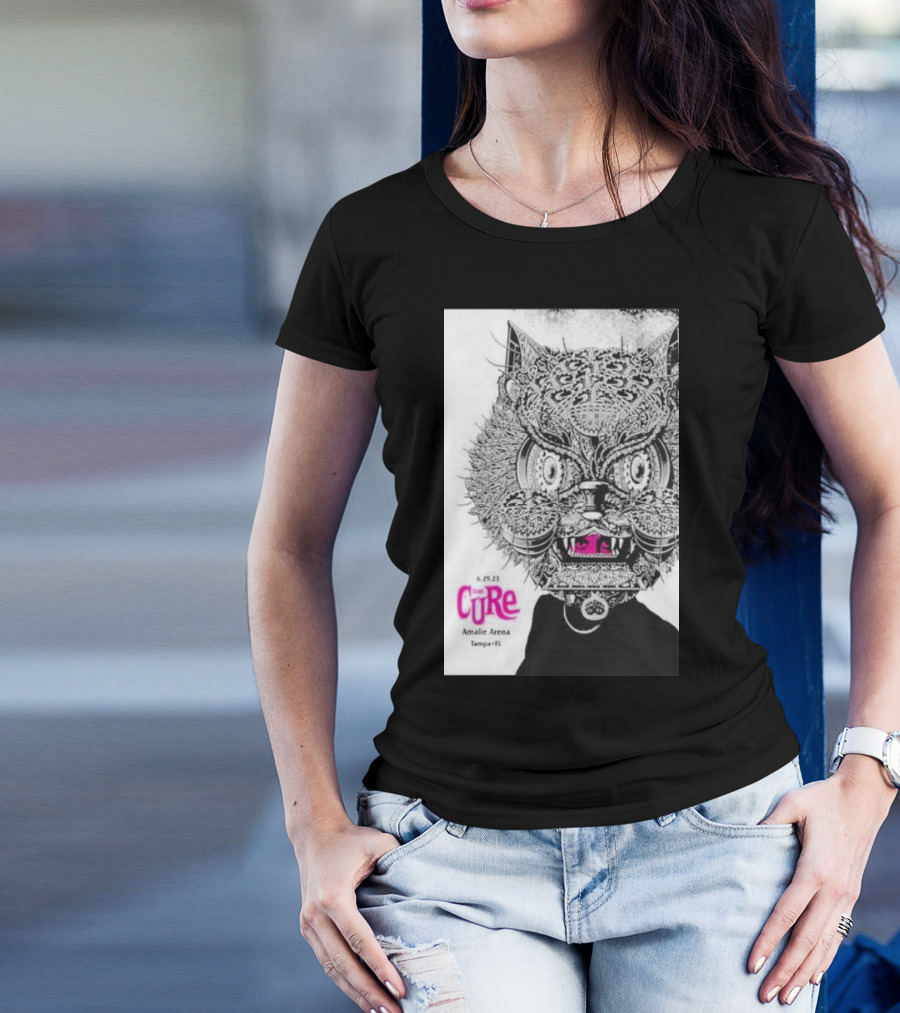 The Cure Amalie Arena Tampa FL 6.29.23 Intricate Cat Mask T-Shirt