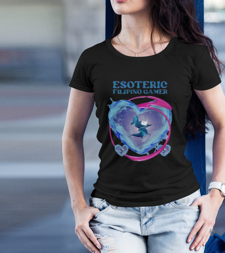 ESOTERIC FILIPINO GAMER Heart With Dolphins In Oceanic Sphere T-Shirt