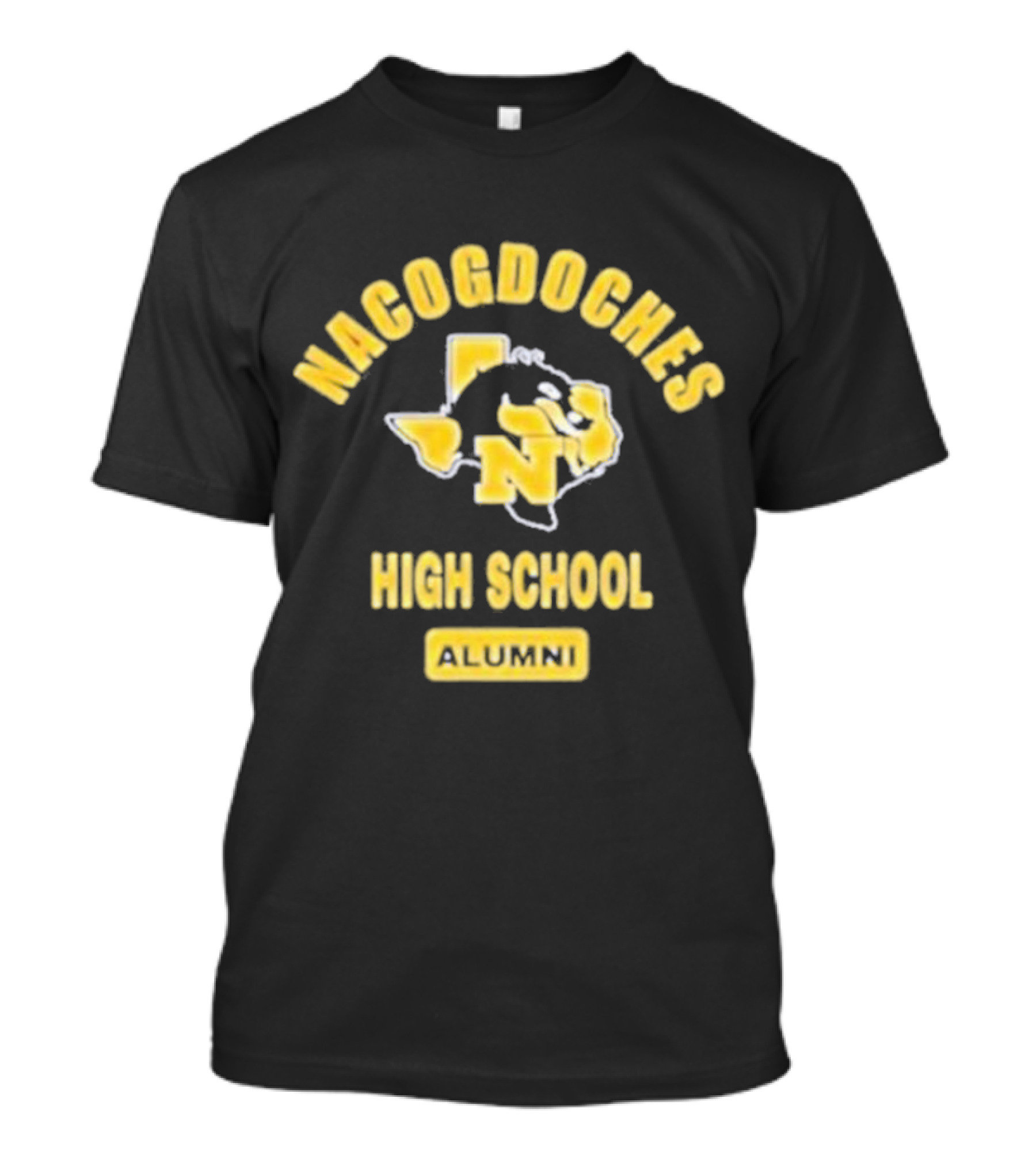 Nacogdoches High School Alumni Texas Outline Yellow T-Shirt