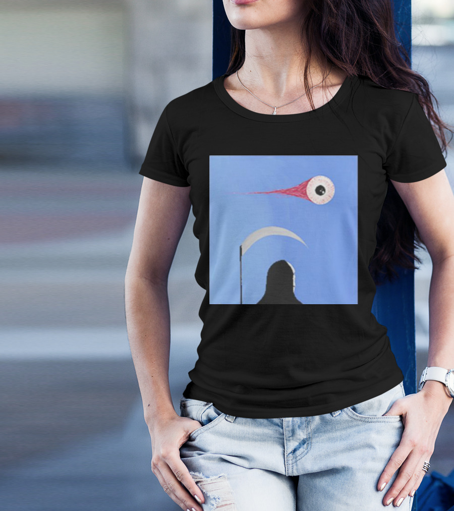 Grim Reaper With Scythe And Eyeball In Blue Sky Doja Cat Merch T-Shirt