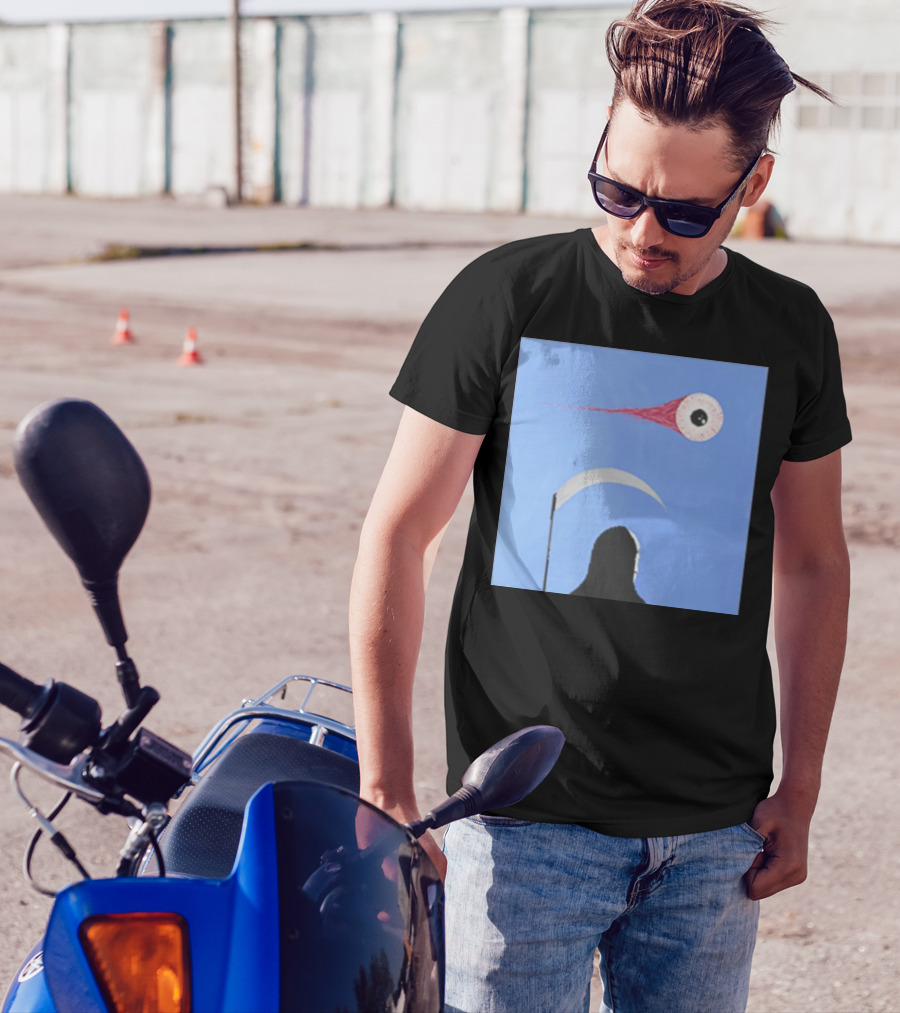 Grim Reaper With Scythe And Eyeball In Blue Sky Doja Cat Merch T-Shirt