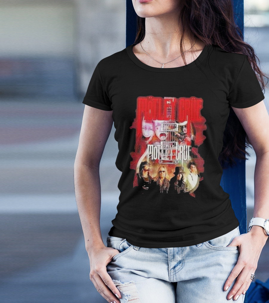 Motley Crue Rock Band Guitar With Faces T-Shirt