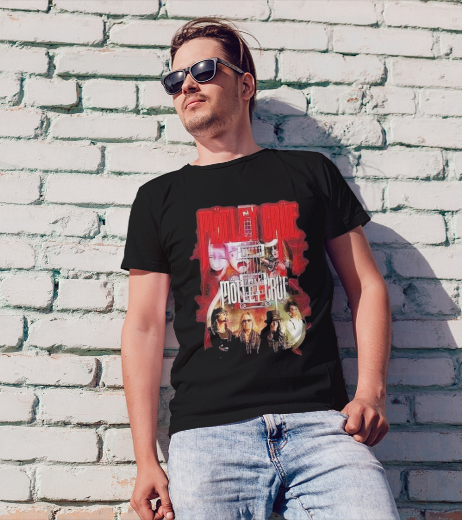 Motley Crue Rock Band Guitar With Faces T-Shirt