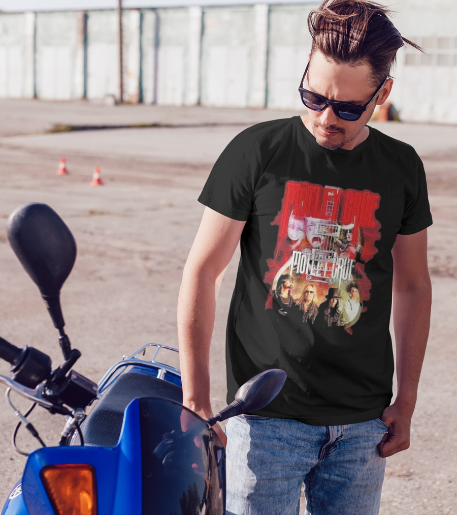 Motley Crue Rock Band Guitar With Faces T-Shirt