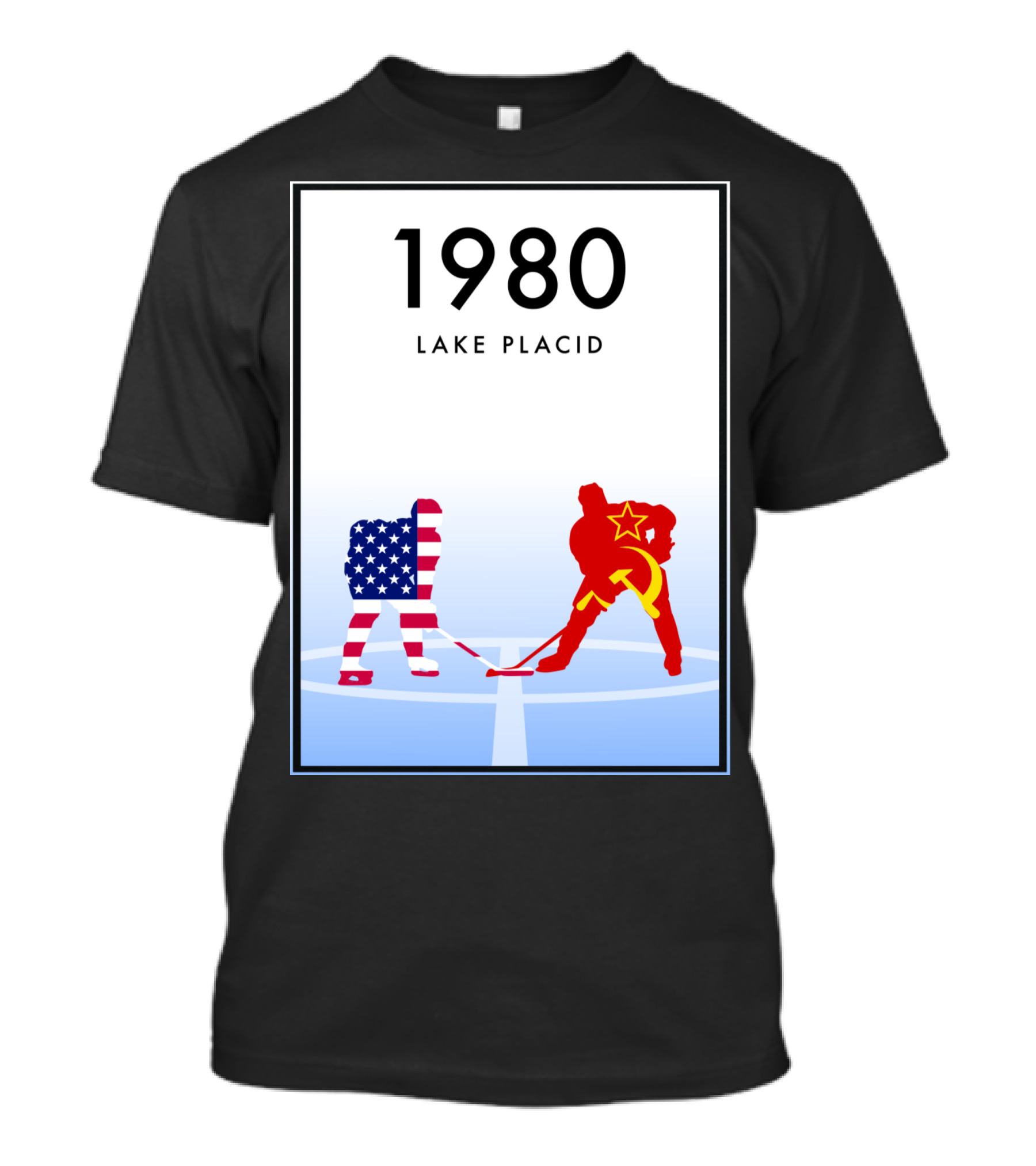 1980 Lake Placid USA Vs USSR Hockey Faceoff T-Shirt