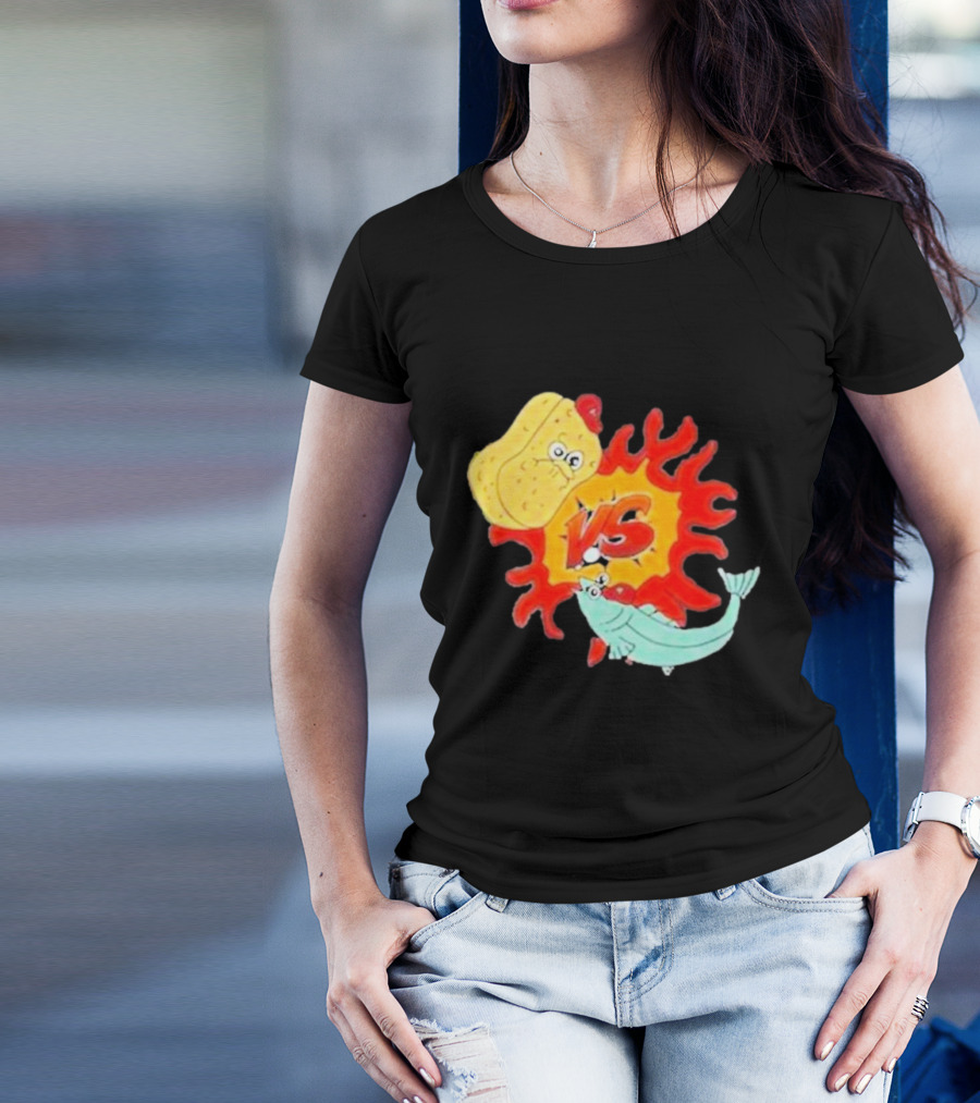 Wolfi Land Sponge Vs Fish Showdown T-Shirt