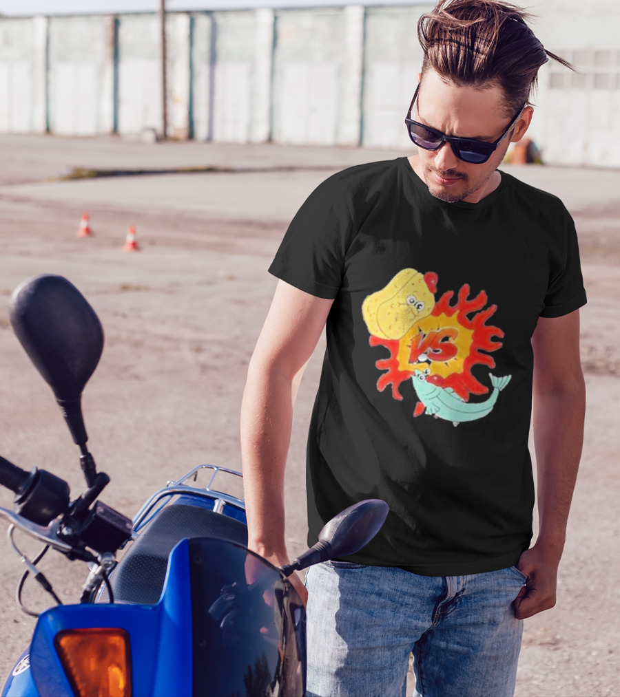Wolfi Land Sponge Vs Fish Showdown T-Shirt