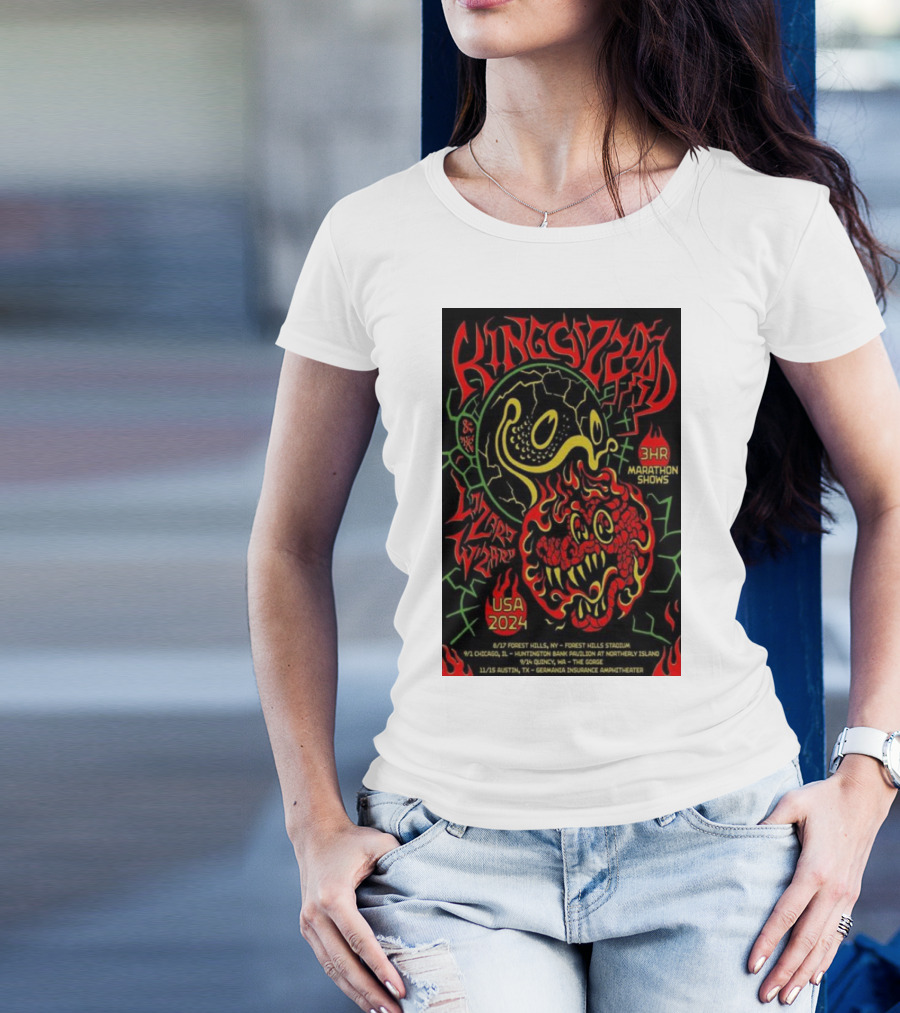 King Gizzard And The Lizard Wizard 3HR Marathon Shows USA 2024 Forest Hills Chicago Austin Tour Dates T-Shirt