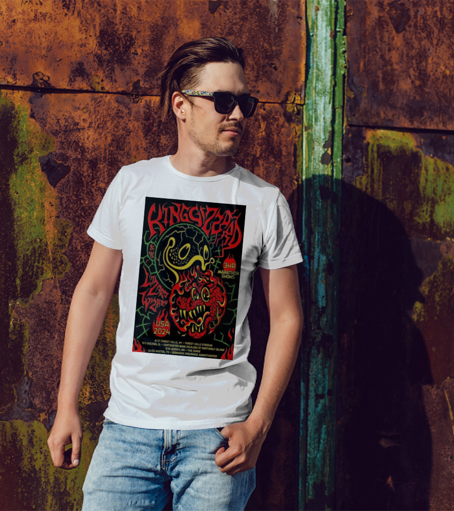 King Gizzard And The Lizard Wizard 3HR Marathon Shows USA 2024 Forest Hills Chicago Austin Tour Dates T-Shirt