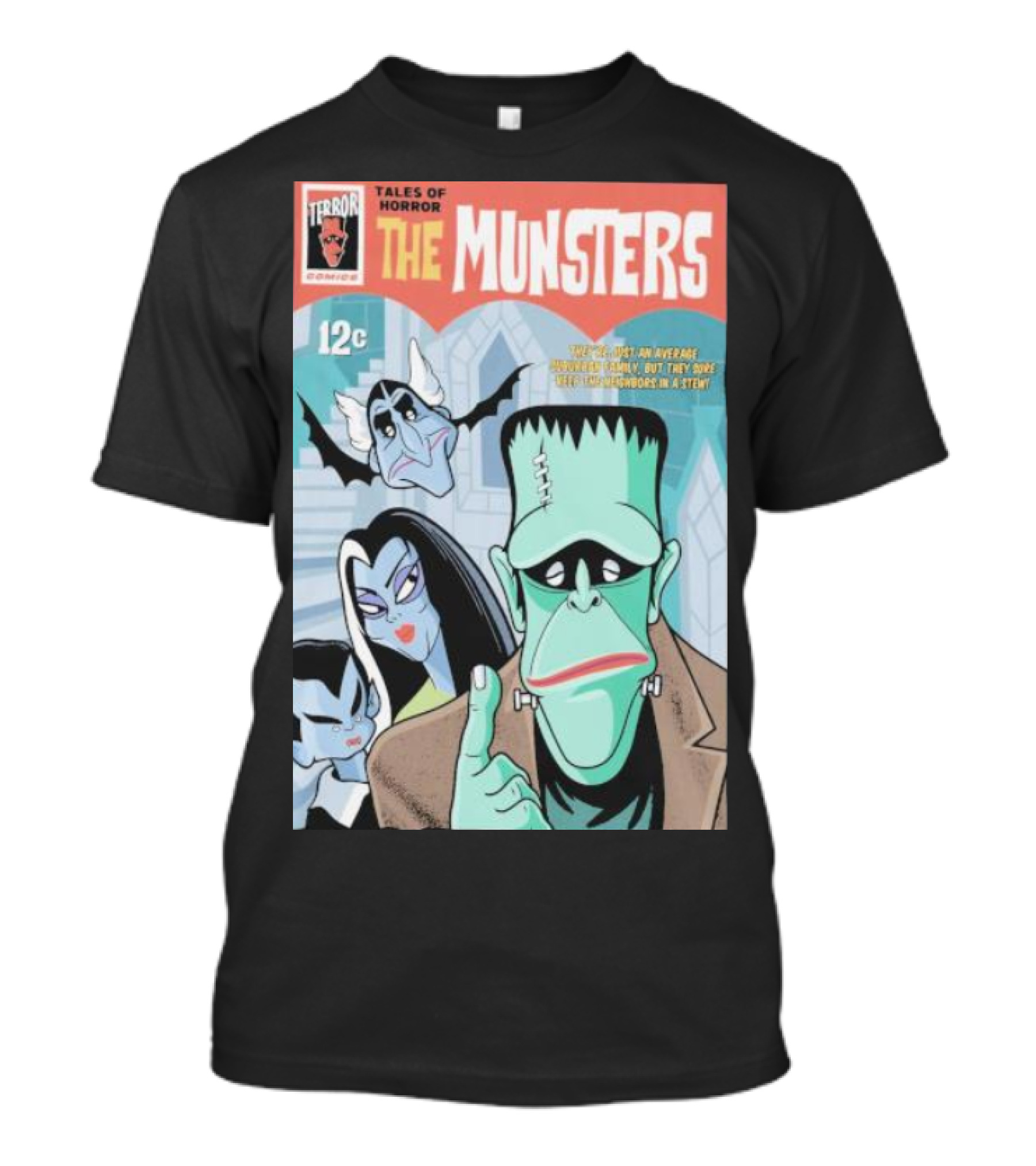 Tales Of Horror The Munsters Comic Cover 12C Featuring Iconic Characters In A Spooky Tale T-Shirt