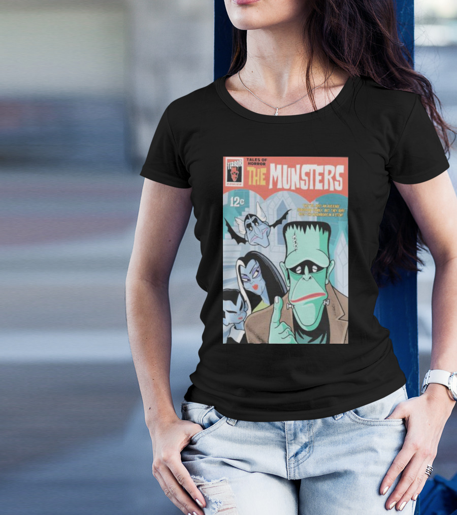 Tales Of Horror The Munsters Comic Cover 12C Featuring Iconic Characters In A Spooky Tale T-Shirt