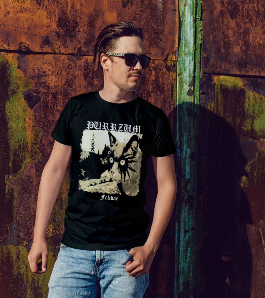 Purrzum Felidae Cat In Forest Scene T-Shirt