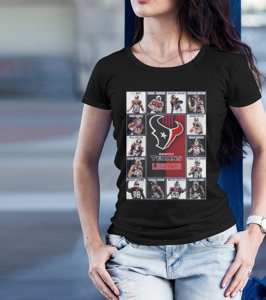 Houston Texans J.J. Watt Andre Johnson DeAndre Hopkins Deshaun Watson Arian Foster Legends T-Shirt