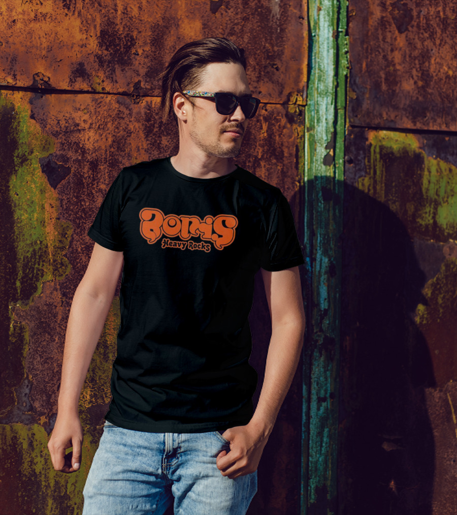 Boris Heavy Rocks Orange Text T-Shirt