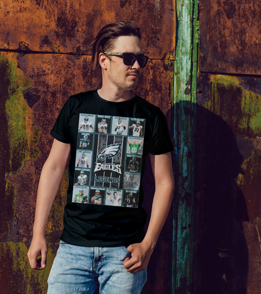 Philadelphia Eagles Brian Dawkins Reggie White Jason Kelce Fletcher Cox Legends Randall Cunningham Donovan McNabb T-Shirt