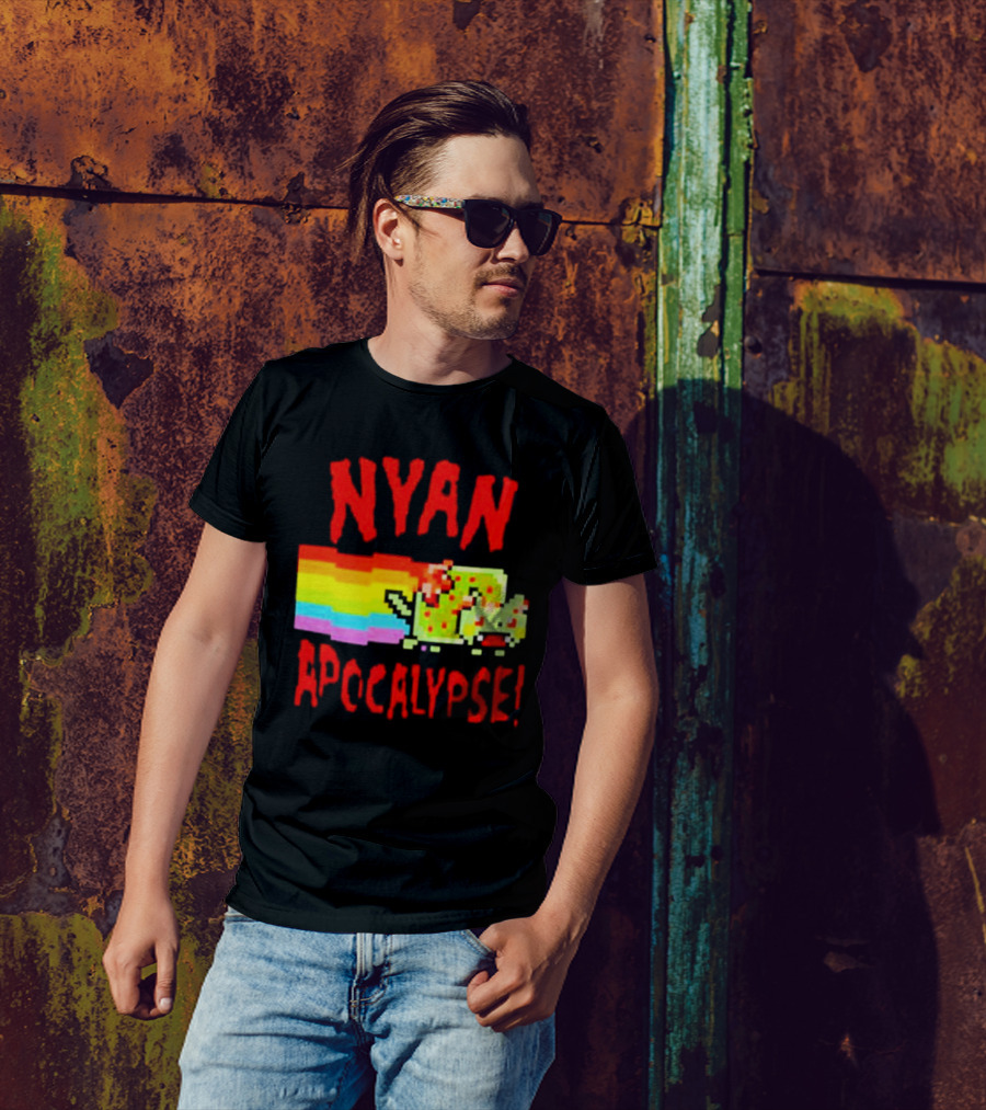 Nyan Cat Apocalypse Rainbow Explosion Iconic Meme T-Shirt