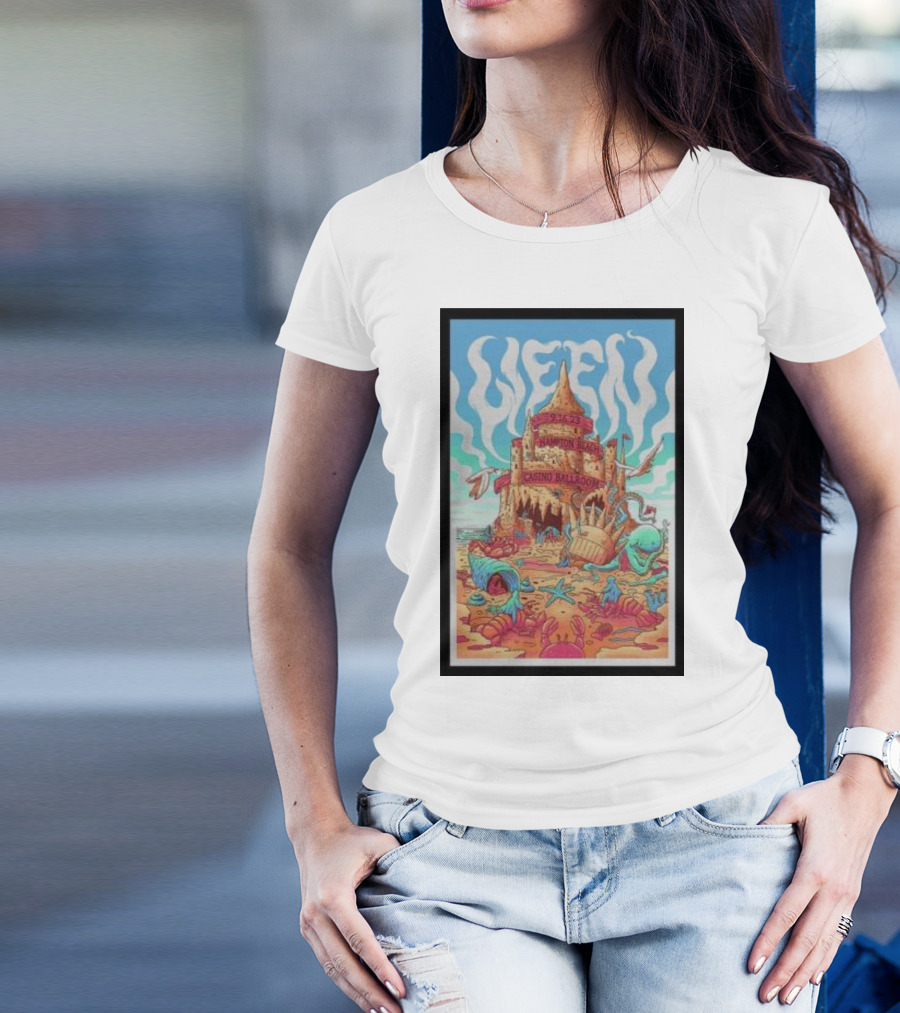 Ween 9-14-23 Hampton Beach Casino Ballroom Sandcastle Scene T-Shirt